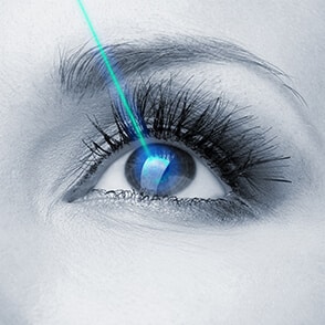 Laser over blue eye